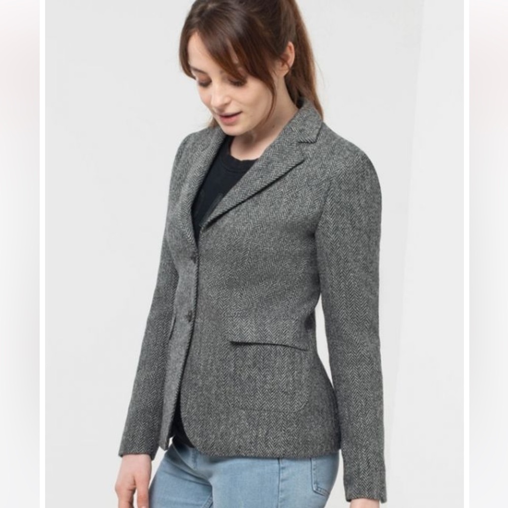 Dobell Harris Tweed Black & Grey Herringbone 100% Pure Wool Jacket